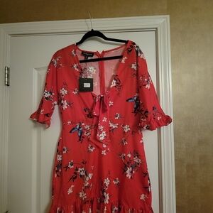 Parisian Works Red Floral Dress